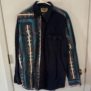 Vintage Authentic Western Youngbloods navy southwestern button down shirt Sz L